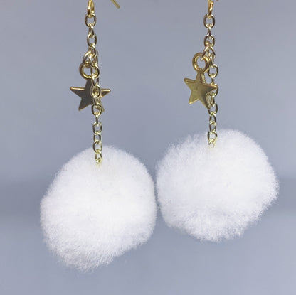 Snowball Dangly Gold Earrings