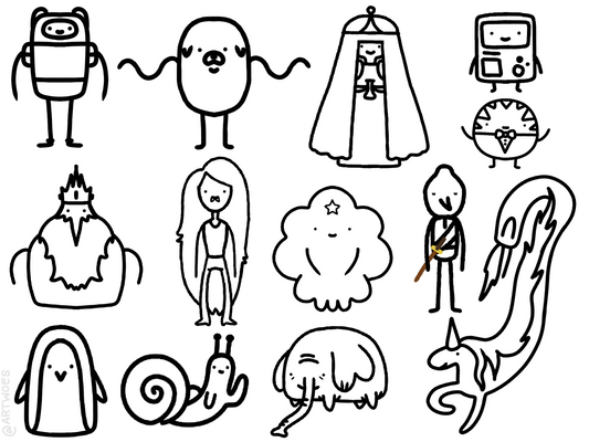 Smol Adventure Time Free Coloring Page